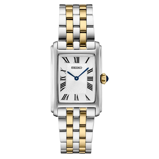 Seiko Essentials Two-Tone Quartz Tank Dress Watch #SWR087 kol saati
