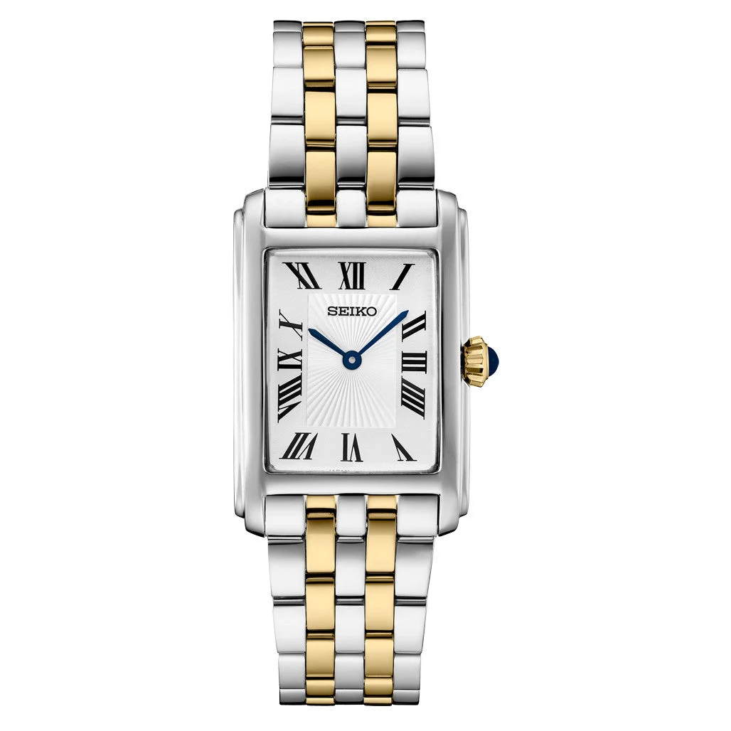 Seiko Essentials Two-Tone Quartz Tank Dress Watch #SWR087 kol saati
