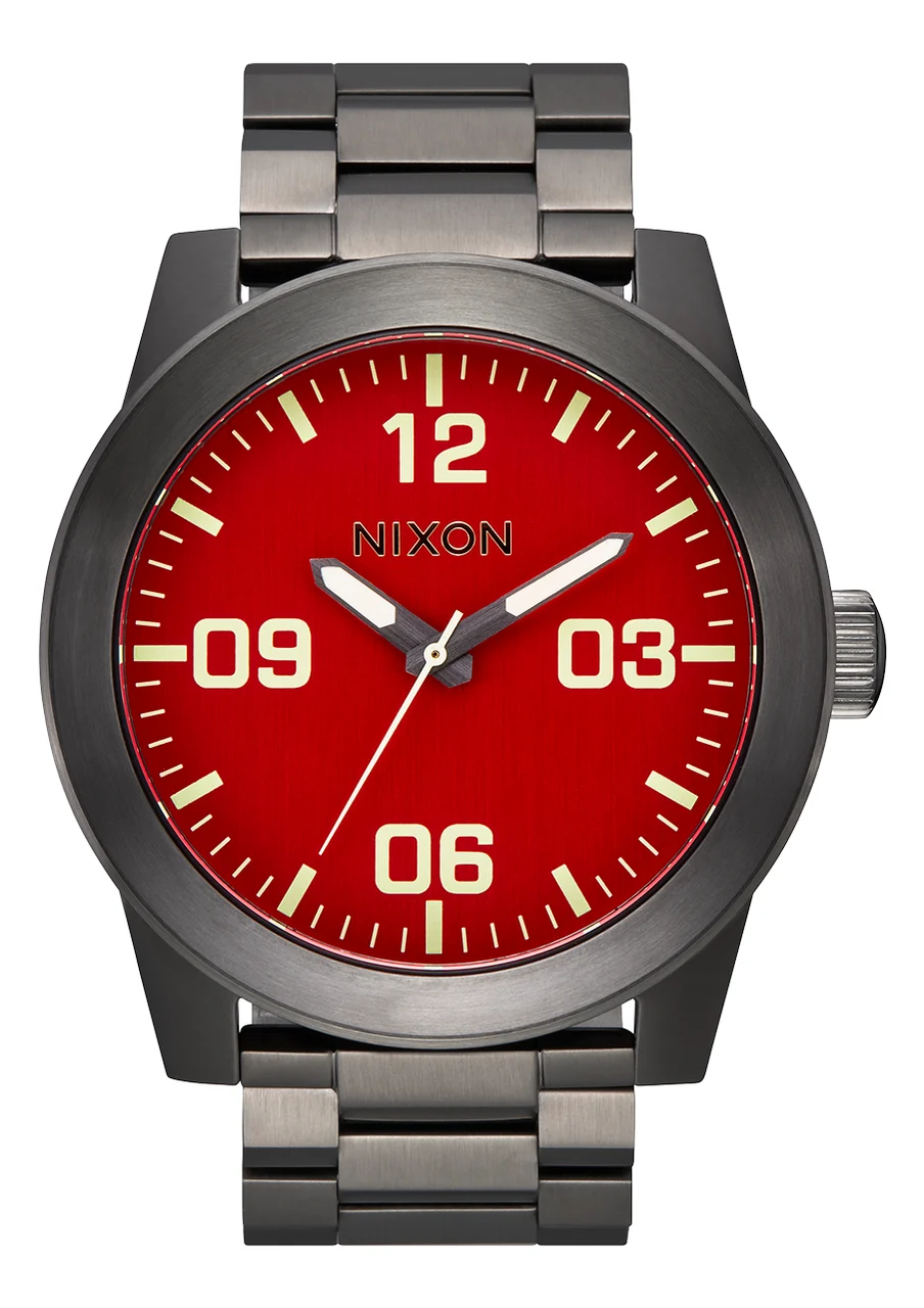 Nixon US Corporal Stainless Steel - Red / Gunmetal A346-2100-00 48 mm kol saati