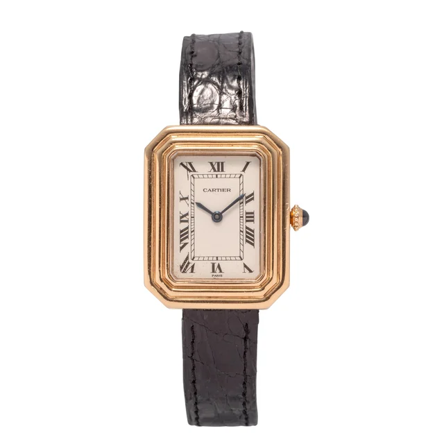 Cartier CARTIER, REF. 25720, MANUAL WINDING, 18K YELLOW GOLD, WHITE DIAL kol saati