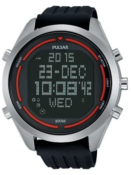 Pulsar Digital Quartz Watch with Countdown Timer, World Time, Alarm, and Stopwatch #PQ2045 48 mm kol saati