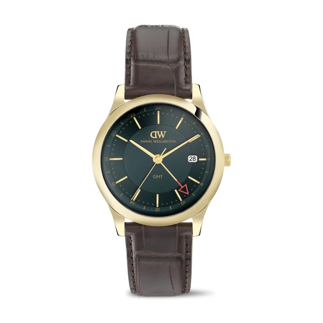 DANIEL WELLINGTON Pathfinder GMT Brown-Croc Green Gold DW00100974 kol saati