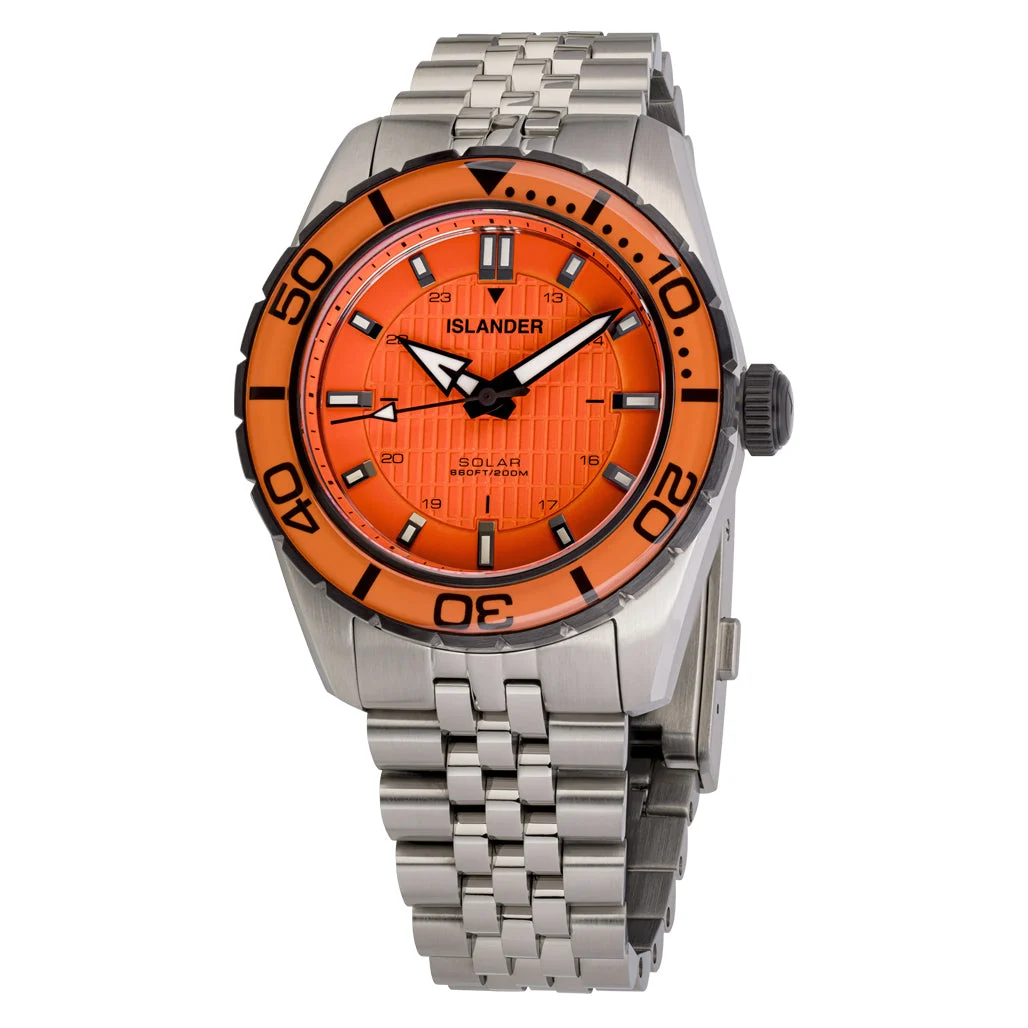 Islander Saltaire 38mm Solar Dive Watch with Orange Dial #ISL-358 38 mm kol saati