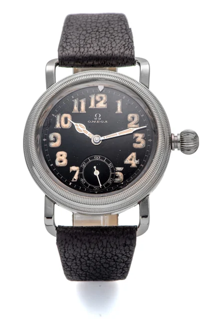 OMEGA Ref. CX 700, military-type, black dial; stainless steel kol saati