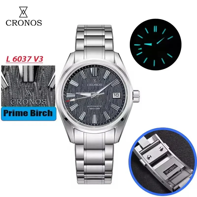CRONOS Automatic Watch L6037 Cronos-L6037- 枪灰-重树纹PT- 1156 39 mm kol saati
