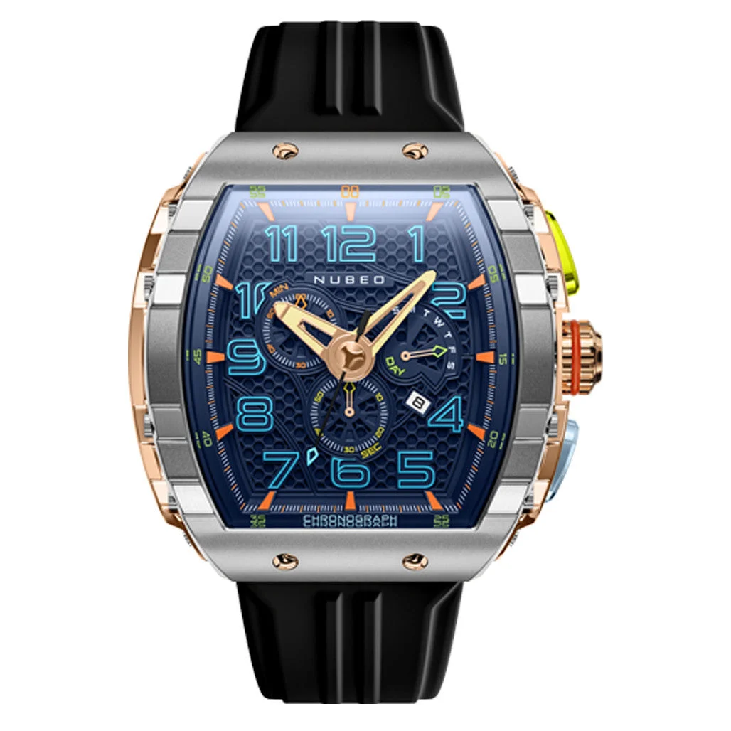 Nubeo Magellan Retrograde Chronograph Asteroid Blue #NB-6088-01 kol saati