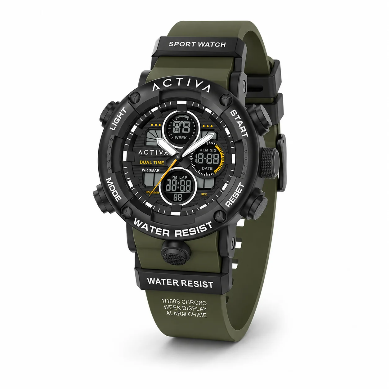Activa Invicta Digital Watch - 52mm, Army Green (ACW8038-004) 52 mm kol saati
