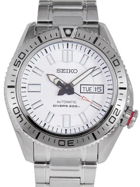 Seiko Stargate Automatic Dive Watch with Bracelet and White Dial #SKZ323K1 kol saati