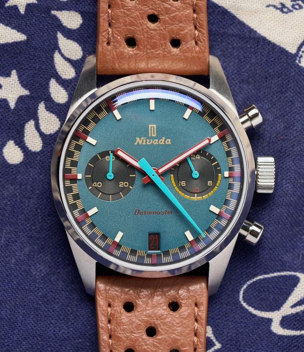 Worn & Wound Nivada Grenchen x Datomaster VK64 VK64-Blue 43.5 mm kol saati