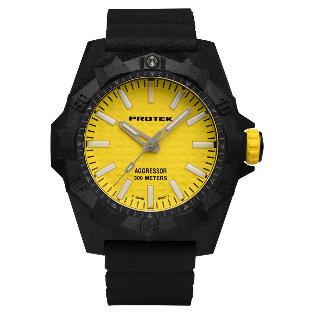 Protek Aggressor Carbon 4000 Series with Yellow Dial #PT4007 kol saati