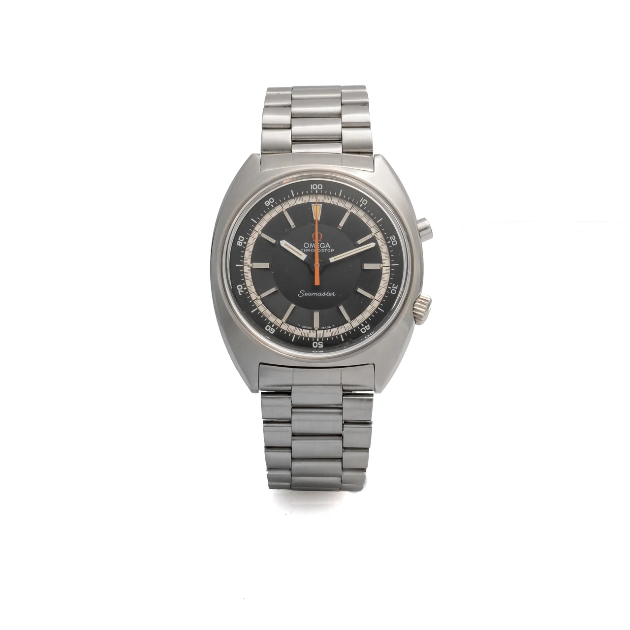 OMEGA Ref. 145.007, chronograph with instantaneous return to zero, black dial; “Seamaster” “Chronostop”; stainless steel kol saati
