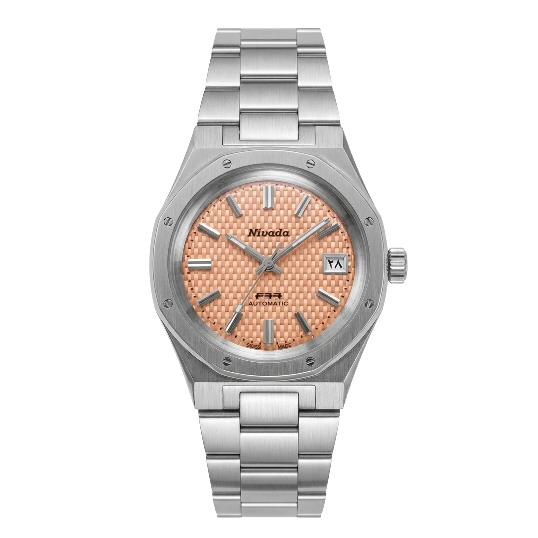 Nivada Grenchen Nivada Grenchen F77 F77- Salmon with Date 37 mm kol saati