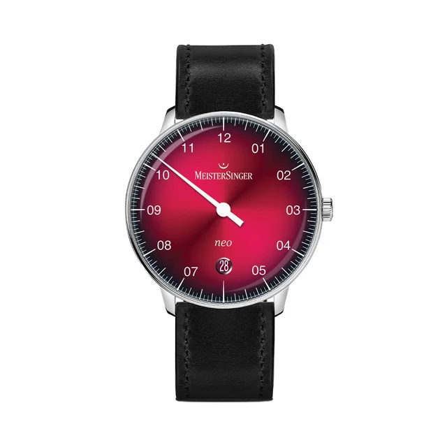 Meistersinger Neo Automatic 36mm - Red on Leather Strap NE911D_SCF11 kol saati