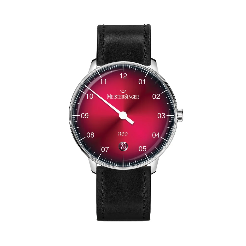 Meistersinger Neo Automatic 36mm - Red on Leather Strap NE911D_SCF11 36 mm kol saati