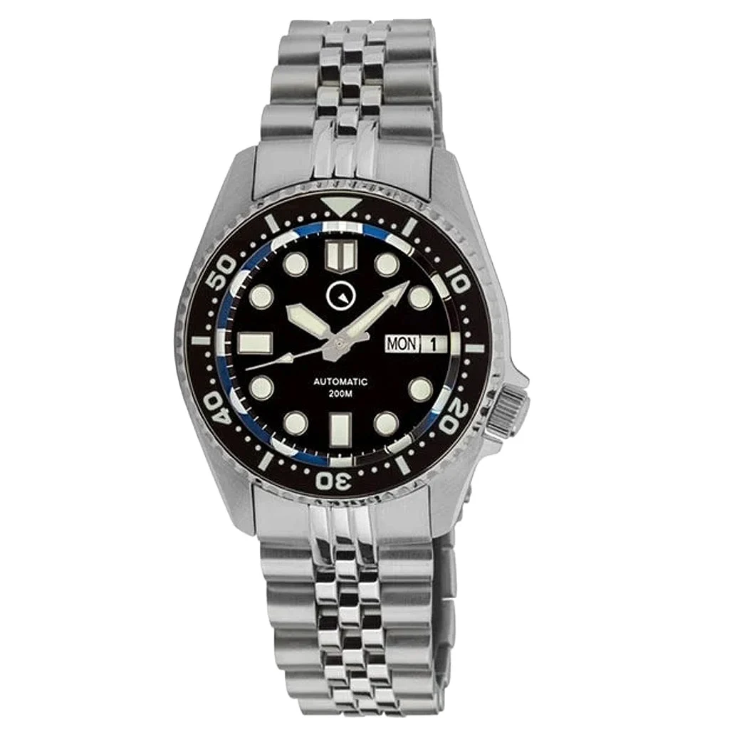 Islander Automatic Dive Watch with Solid-Link Bracelet, AR Sapphire Crystal, and Luminous Ceramic Bezel Insert #ISL-05 38 mm kol saati
