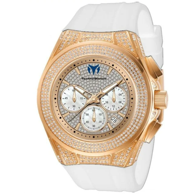 Technomarine Cruise Diva Pave Watch w/ Mother of Pearl Dial - 45mm. White (TM-125033) kol
