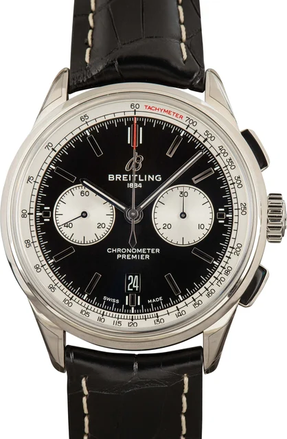 Breitling Premier B01 Black Dial & Leather Strap AB0118371B1P2 kol saati