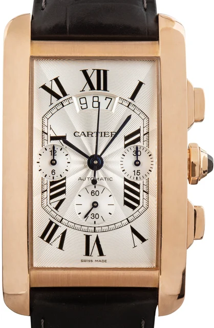 Cartier Tank Americaine Chronograph Rose Gold W2609356 kol saati