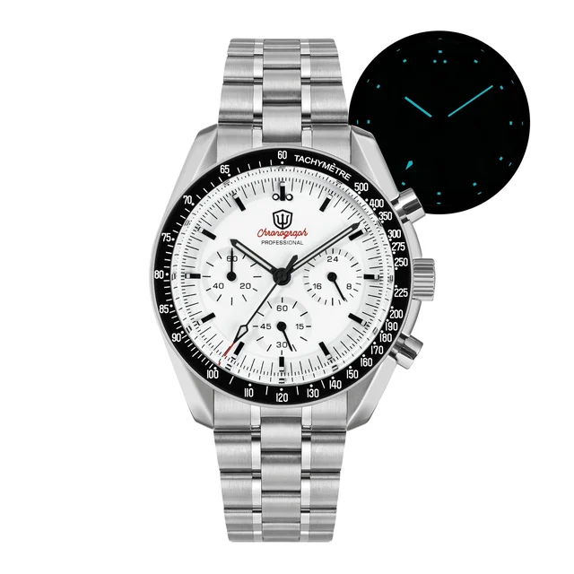 Watchdives 超霸-三叉戟logo-黑色(白油铅笔针）钢带390 Watchdives-WD1860- 超霸-三叉戟logo-黑色(白油铅笔针）钢带390 kol saat