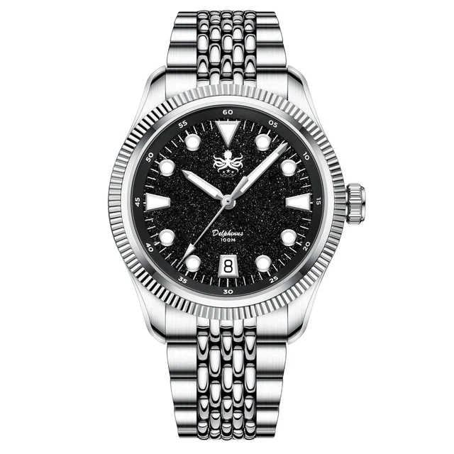 Phoibos Delphinus Automatic Watch with Black Aventurine Dial #PY066C kol saati