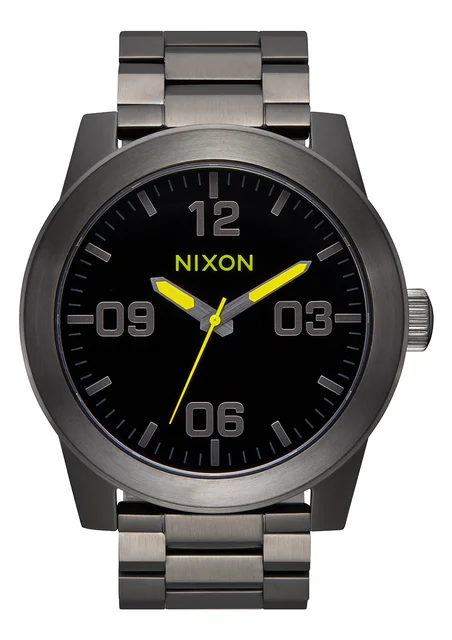Nixon US Corporal Stainless Steel - Black / Gunmetal / Lime A346-5002-00 kol saati