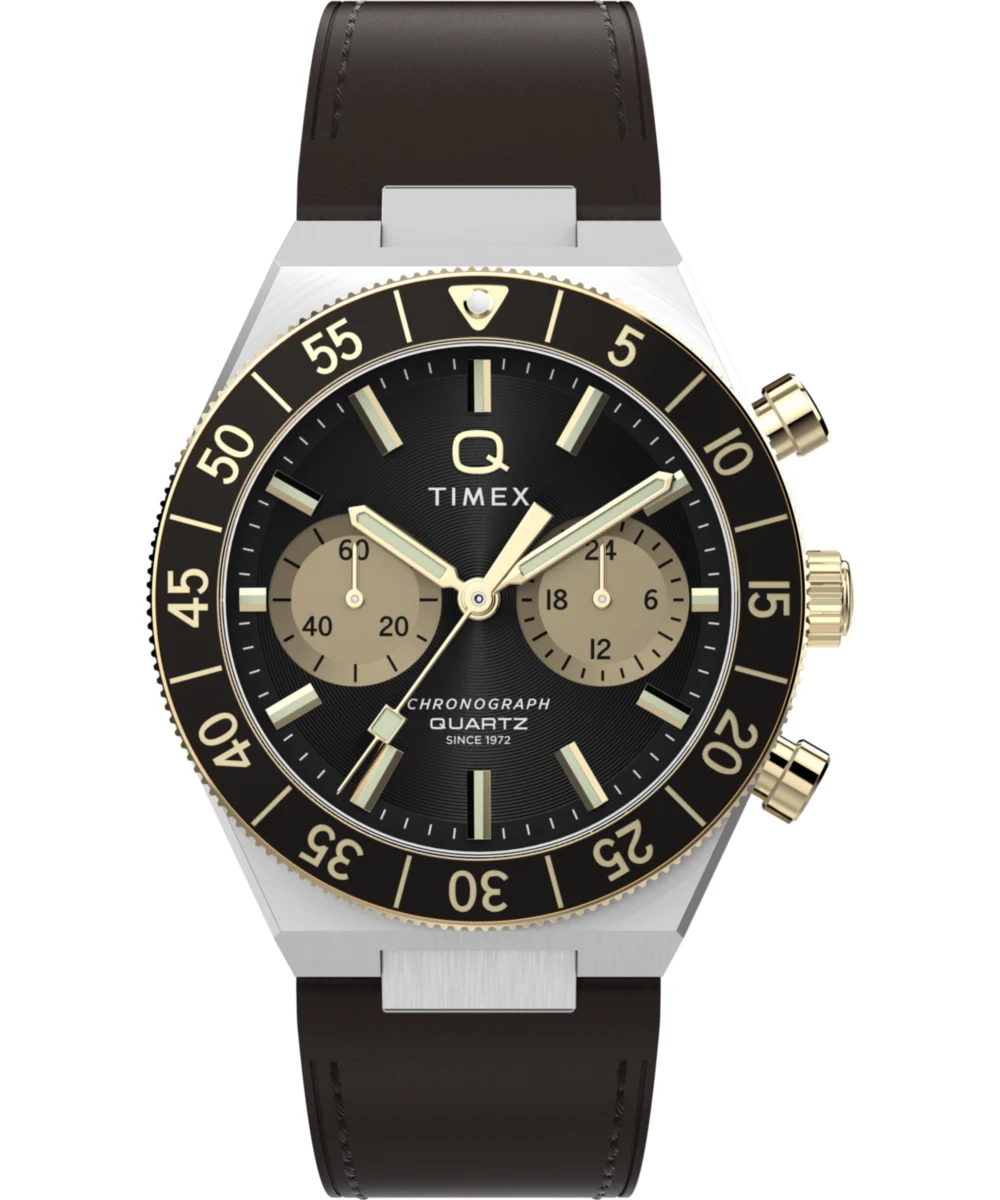 Timex Continental Chronograph 40mm Leather Strap Watch TW2Y56000 40 mm kol saati