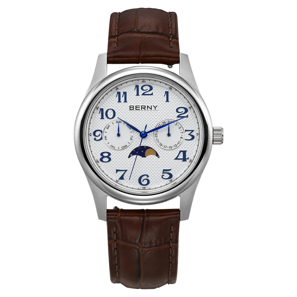 BERNY Men Quartz Moonphase Watch-2190M 2190M-B kol saati