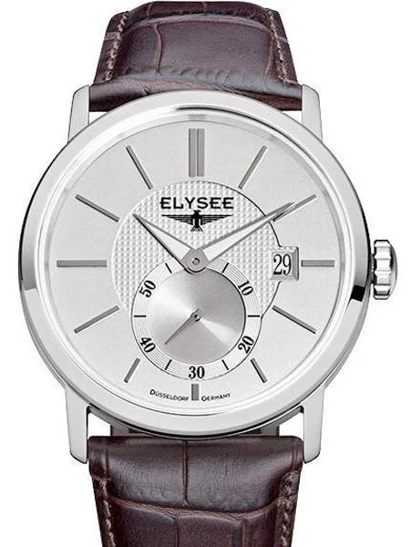 Elysee Quartz Dress Watch with Silver Dial and Small Seconds #38005 kol saati