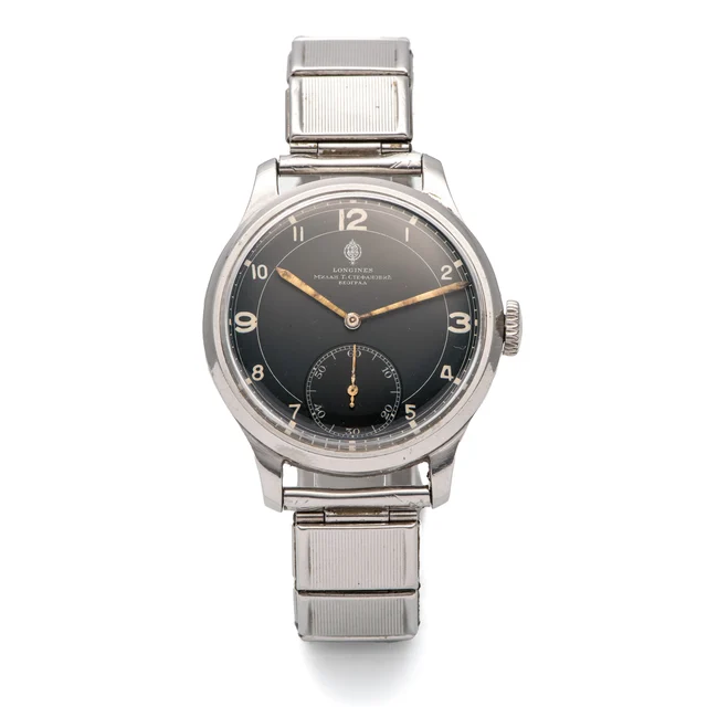 Longines LONGINES, REF. 3494, SOLD TO THE BELGRADE RETAILER STEFANOVITCH, BLACK DIAL, STEE