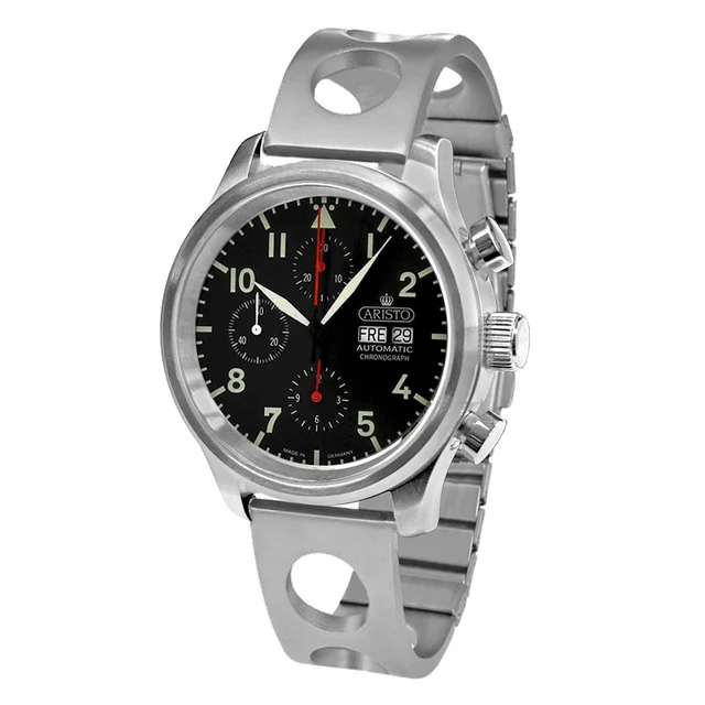 Aristo Chronograph with Swiss Automatic Movement and Rally Bracelet #7H137RS kol saati