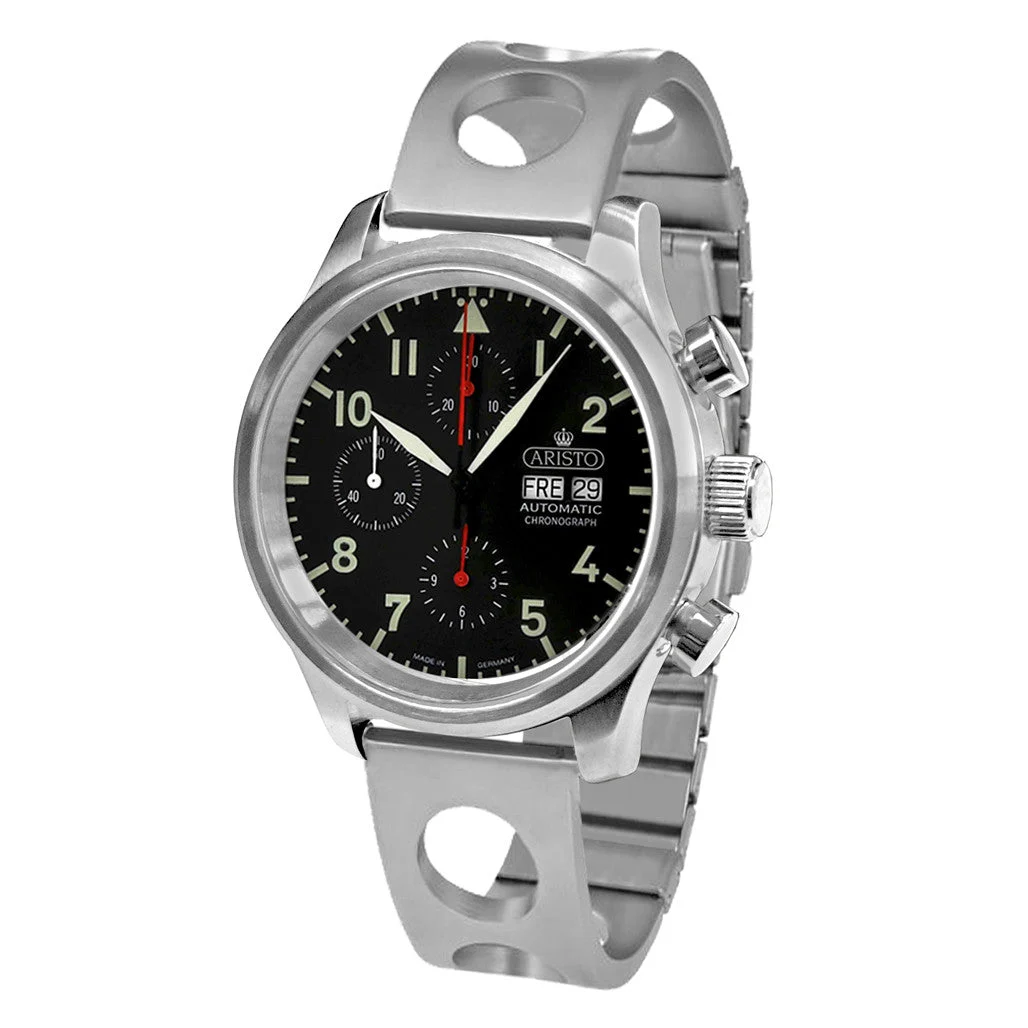 Aristo Chronograph with Swiss Automatic Movement and Rally Bracelet #7H137RS kol saati