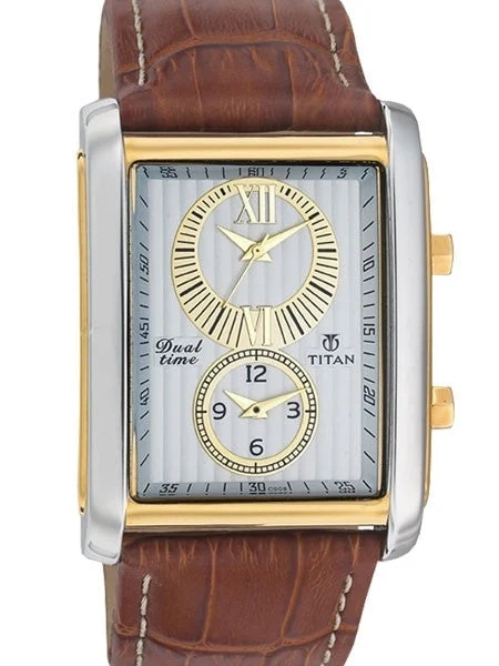 Titan Two-tone, Dual-Time Dress Watch with Precision Quartz Movement #9309BL01 38 mm kol saati