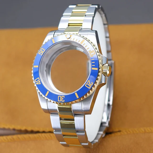 Tandorio Two Tone Sub / GMT Diver Watch Cases Bracelet Sapphire Glass For Seiko NH35 NH36 