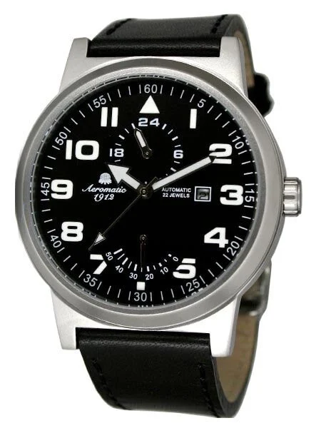Aeromatic Automatic Watch with 24-hr Sub Dial and Power Reserve #A1348 kol saati