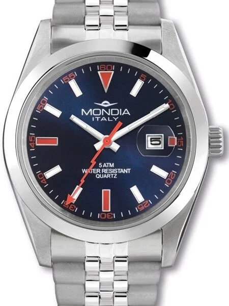 Mondia Quartz Sporty Dress Watch with Stainless Steel Bracelet #MI-742-SS-04BL-GB 39 mm kol saati