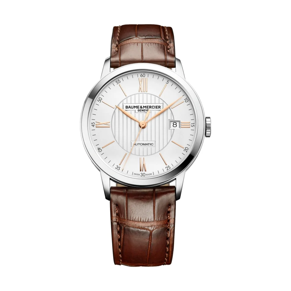 Baume Et Mercier Classima 10263 Automatic 40mm - Silver on Leather Strap M0A10263 40 mm kol saati