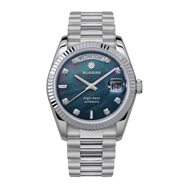 Sugess Heritage S449 DD Date and Day Display DD36 36mm Stainless Steel Black Pearl Dial Au