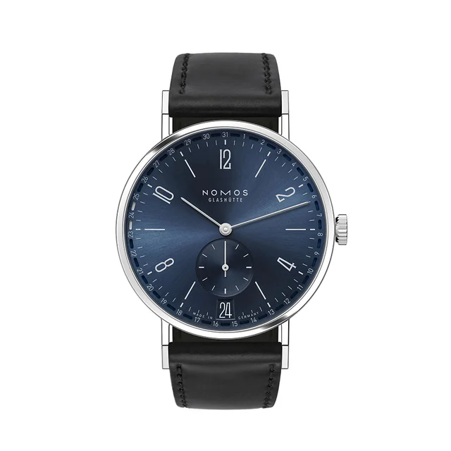 NOMOS Glashütte Tangente 2Date 37.5mm - Blue on Leather Strap 136 kol saati