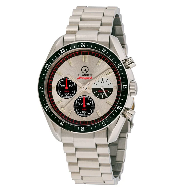 Islander USA Assembled Bethpage Amerigraph with Brushed Silver Dial and Chronograph Functi