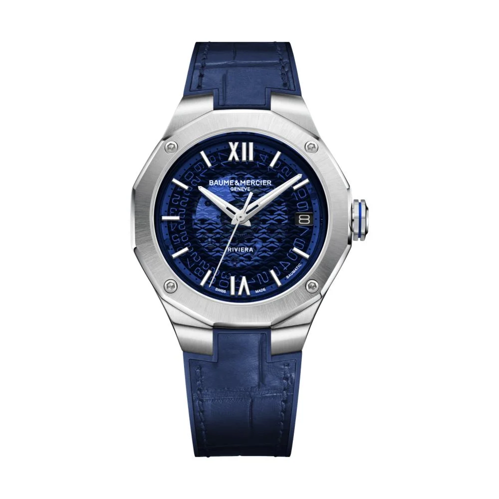 Baume Et Mercier Riviera 10714 Automatic 39mm - Blue on Leather Strap M0A10714 39 mm kol saati