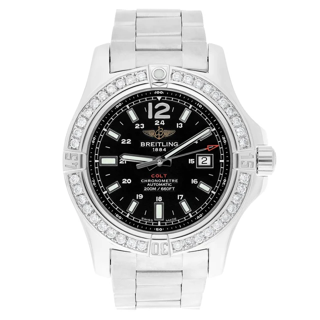 Breitling Colt A1738811/BD44 44MM Black Dial Diamond Bezel W kol saati