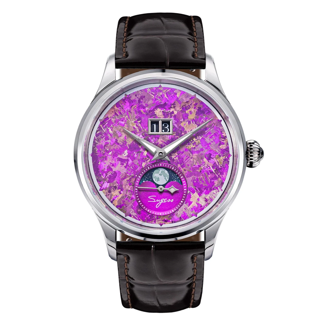 Sugess MoonPhase Master Automatic Purple Dial S401 MoonPhase Master Automatic Purple Dial 41 mm kol saati