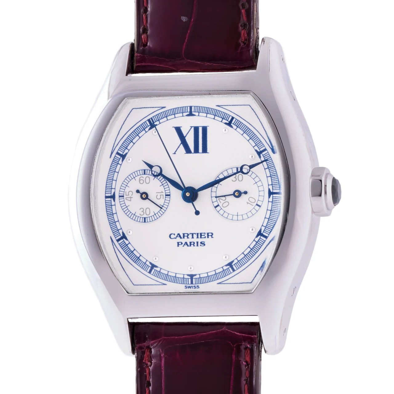 Cartier CARTIER REF. 2396, TORTUE MONOPOUSSOIR, 18K WHITE GOLD kol saati