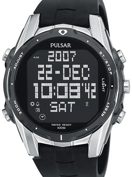 Pulsar Digital Quartz Watch with Countdown Timer, World Time, Alarm, and Stopwatch #PQ2003
