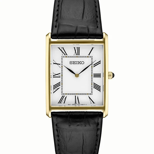 Seiko Classic Thin Quartz Dress Watch with Goldtone Stainless Steel Case #SWR052 kol saati