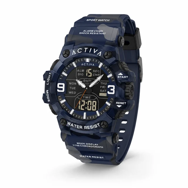Activa Vulkor X Invicta Digital Watch - 53mm. Camouflage. Blue (ACW8049MC-004) kol saati