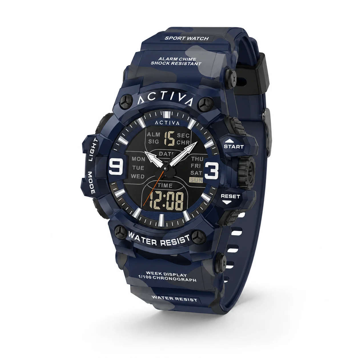Activa Vulkor X Invicta Digital Watch - 53mm. Camouflage. Blue (ACW8049MC-004) kol saati
