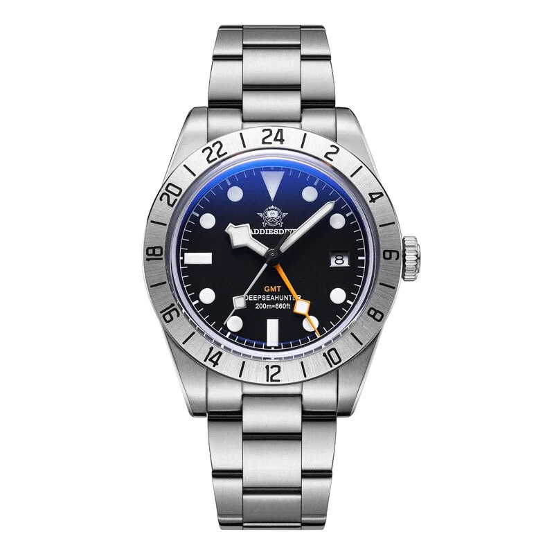 addiesdive 爱迪时AD2035-GMT- 黑面钢圈-白色雪花针 -308 39 mm kol saati