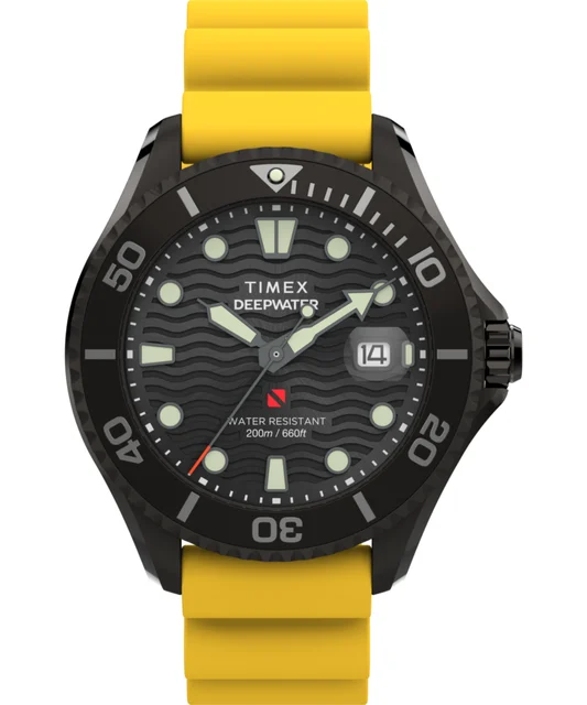 Timex Deepwater Meridian 200 44mm Synthetic Rubber Strap Watch TW2W81700 kol saati