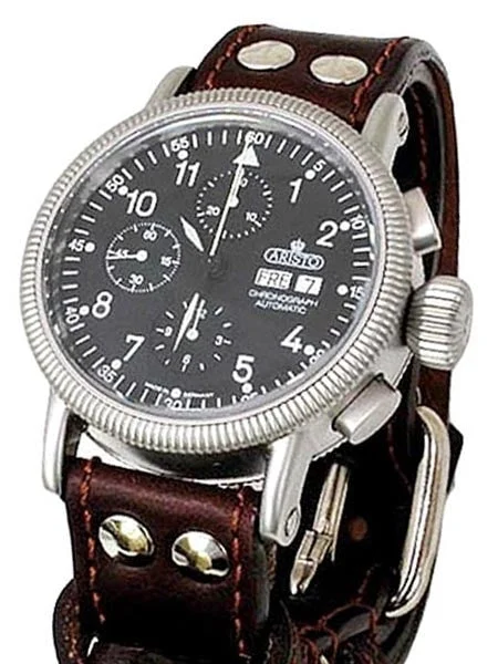 Aristo Swiss Valjoux 7750 Automatic Chronograph Aviator Watch 3H123 kol saati